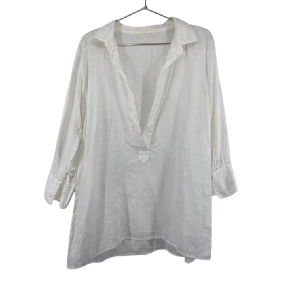 CP Shades Teton Tunic Women S White Linen Coastal Beachy Resort Boho USA Relaxed